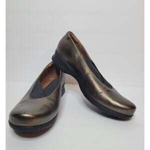 Clarks Artisan Aubria Fay Metallic Bronze Leather Comfort Flats Loafers sz 10